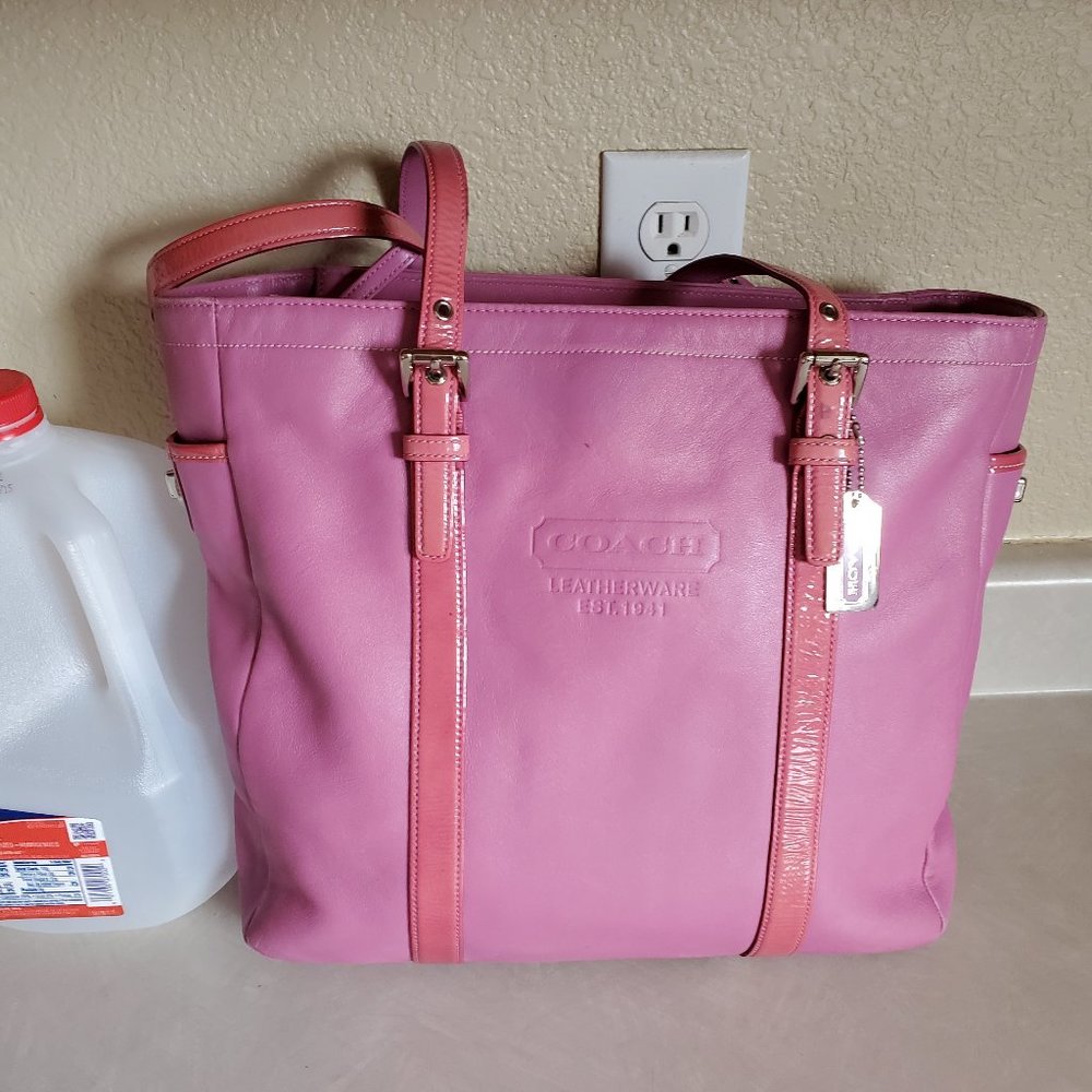 Euc Vintage Rare Coach Gallery Pink Leather Tote Bag Purse Large